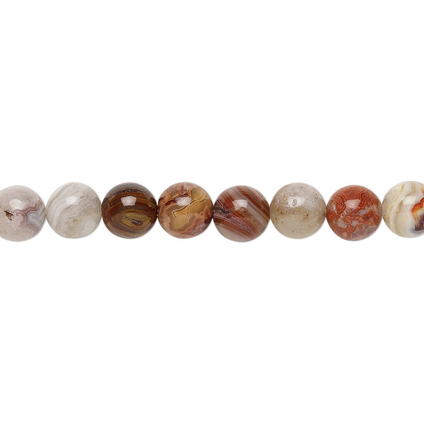 Bead, Laguna lace agate (natural), 6mm round, B grade, Mohs hardness 6-1/2 to 7. Sold per 15-1/2" to 16" strand. image number 0