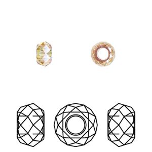 Bead 4pk light colorado topaz shimmer 2X, Crystal Passions® 6x3.75mm briolette XL hole 5042