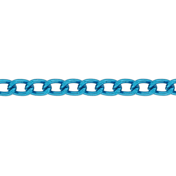 Chain, anodized aluminum, blue, 4mm curb. Sold per pkg of 5 feet. image number 0