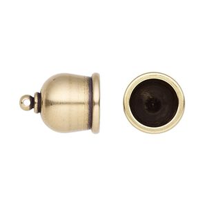 Cord end, TierraCast®, "Maker's" collection, glue-in, antique brass-plated brass, 17x12.5mm taj, 10mm inside diameter. Sold per pkg of 2.