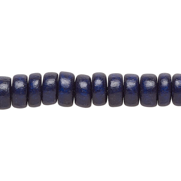 Bead, Taiwanese cheesewood (dyed / waxed), navy blue, 8x4mm rondelle. Sold per pkg of (2) 15-1/2" to 16" strands. image number 0