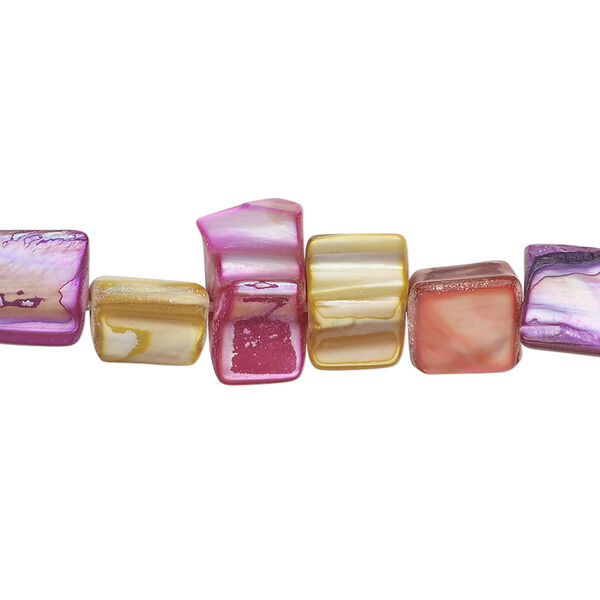 Mother-of-pearl shell 1pkg1, triangle tube bead 15 inch mixed colors 7x5mm-11x8mm image number 0