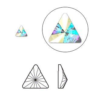 Flat back 48pk crystal AB foil back, Crystal Passions&reg; hotfix rhinestone 5mm rivoli triangle 2716