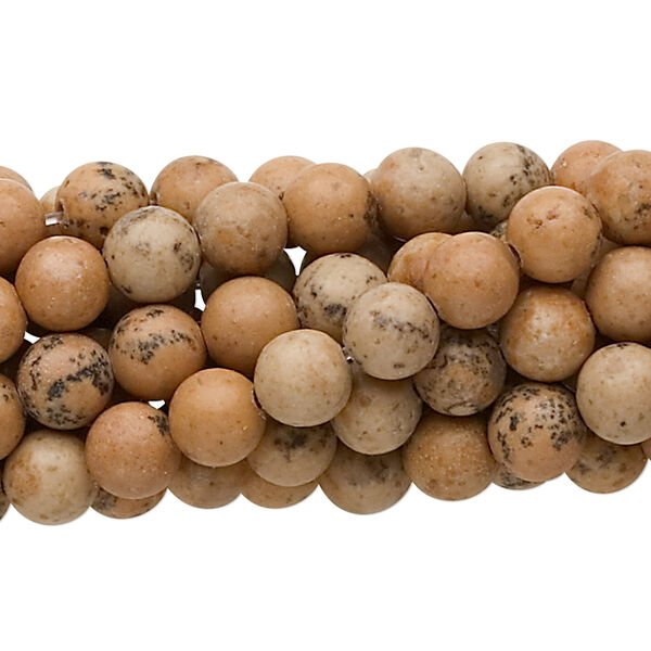 Bead, grain stone (natural), 6mm round, C grade, Mohs hardness 3. Sold per pkg of (10) 15-1/2" to 16" strands. image number 0