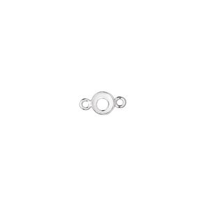 Link, fine silver, 5mm open-back round with 4mm round bezel cup setting. Sold per pkg of 6.