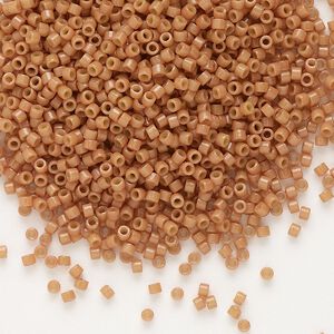 Seed bead, Delica®, glass, pkg/7.5g, #11 round, Duracoat® opaque outside dyed light maple (DB-2107).