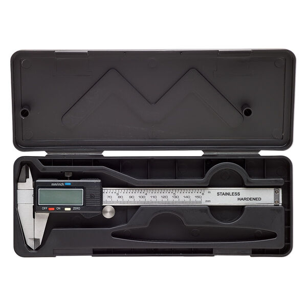 Electronic digital caliper with case, measures up to 150mm/6 inches. Sold individually. image number 0