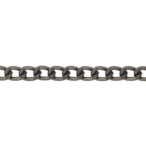 Chain 1pkg1 curb, 4mm, aluminum / anodized gunmetal 25 foot unfinished