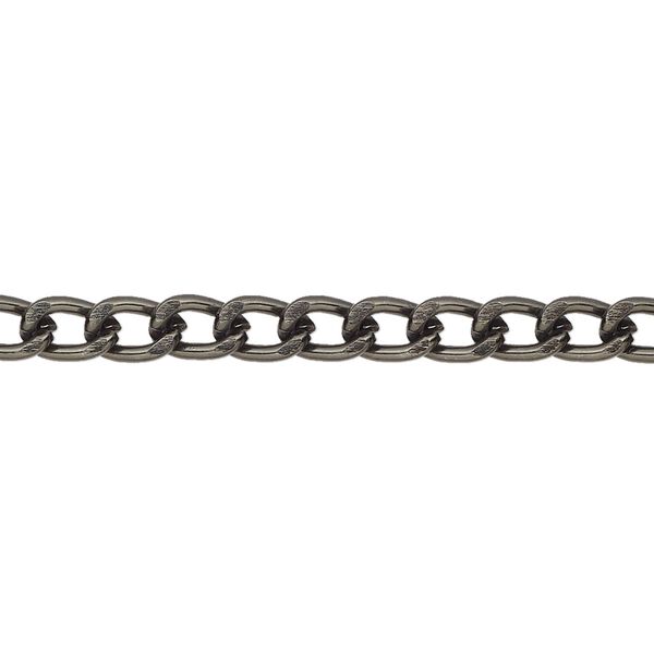 Chain, anodized aluminum, gunmetal, 4mm curb. Sold per pkg of 25 feet. image number 0