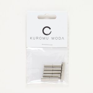 Clasp pop-style 1pkg6, 21x4mm round tube / fits 3mm cord, stainless steel 1-strand