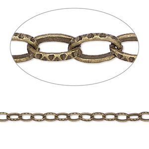 Chain 1pkg1 brass-plated cable, 3mm textured, antique steel 25 foot unfinished