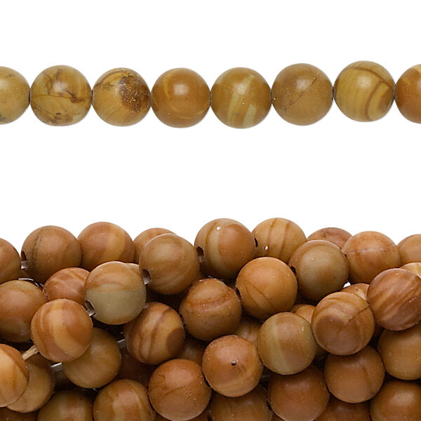 Bead, tigerskin "jasper" (limestone) (natural), 6mm round, C grade, Mohs hardness 4 to 5. Sold per pkg of (10) 15-1/2" to 16" strands. image number 0