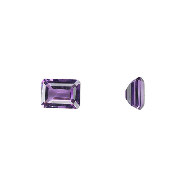 Gem, amethyst (natural), light to medium, 8x6mm faceted emerald-cut, A grade, Mohs hardness 7. Sold individually. image number 0