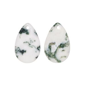 Tree agate 1pkg2, hand-cut teardrop drop natural 20x13mm