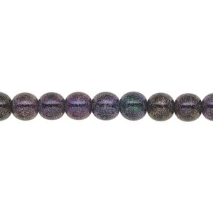 Bead, Czech glass druk, opaque iris dark purple, 6mm round. Sold per 15-1/2 to 16-inch strand.