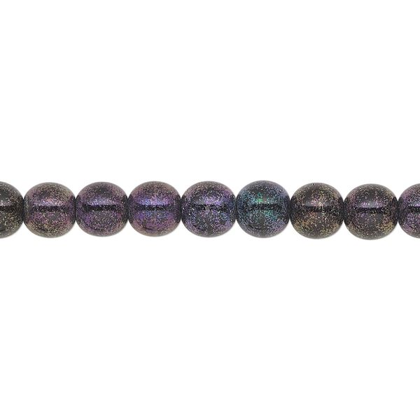 Bead, Czech glass druk, opaque iris dark purple, 6mm round. Sold per 15-1/2 to 16-inch strand. image number 0