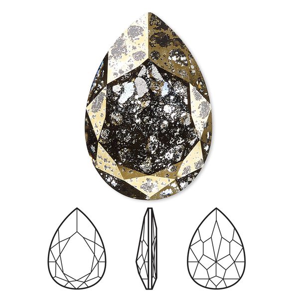 Fancy stone 1pk crystal gold patina foil back, Crystal Passions&reg; 30x20mm pear 4327 image number 0