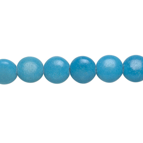 Bead, magnesite (dyed / stabilized), dark blue, 8mm puffed flat round, C grade, Mohs hardness 3-1/2 to 4. Sold per 15-inch strand. image number 0