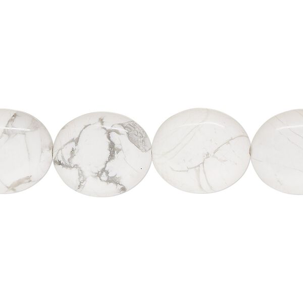 Howlite 1pkg1, flat oval bead natural 15.5-16 inch 14x12mm image number 0