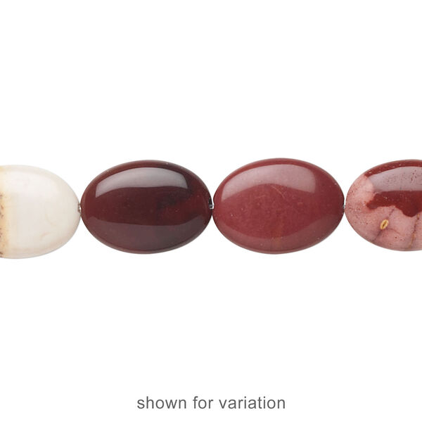 Moukaite jasper 1pkg1, flat oval bead natural 15.5-16 inch 18x13mm image number 1