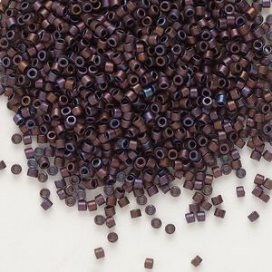 Seed bead, Delica®, glass, pkg/7.5g, #11 round, opaque matte metallic iris copper (DB-0312).