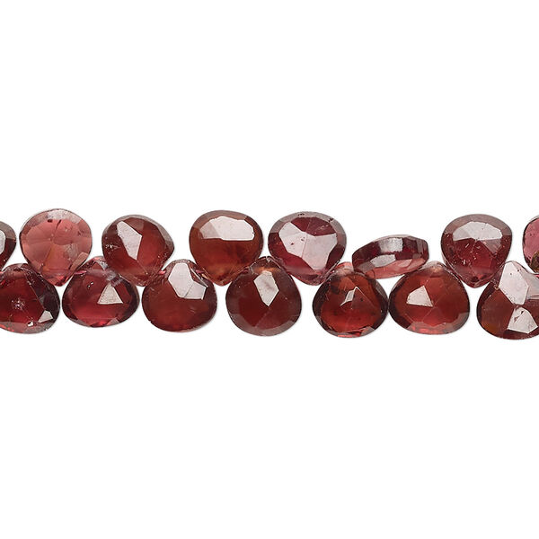 Garnet 1pkg1, hand-cut top-drilled faceted puffed teardrop bead natural B+ grade, 8 inch 6-7mm image number 0