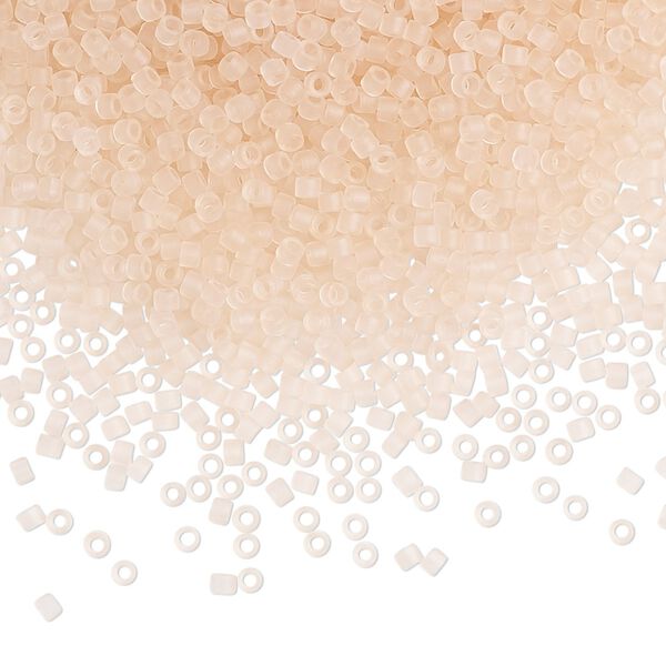 Seed bead, Delica®, glass, pkg/7.5g, #11 round, translucent matte pink mist (DB-1263). image number 0