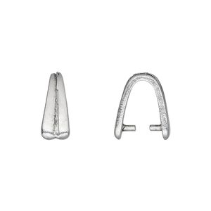 Bail, ice-pick, antique silver-plated pewter (tin-based alloy), 14x6mm with 9mm grip length. Sold individually.