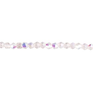 Bead 1pk 16 facets translucent pink AB, Celestial Crystal® 3mm bicone 15.5-16 inch