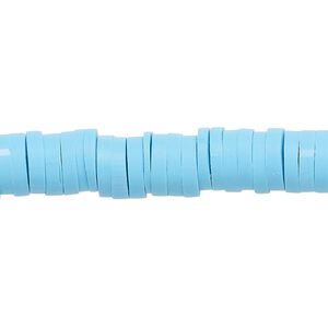 Bead, polymer clay, opaque turquoise, 8x2mm heishi. Sold per pkg of (2) 15-1/2" to 16" strands.