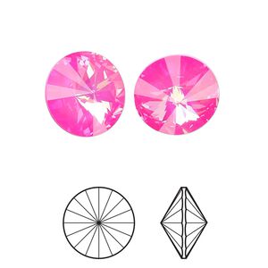 Chaton 2pk crystal ultra pink AB, Crystal Passions® 14mm rivoli 1122
