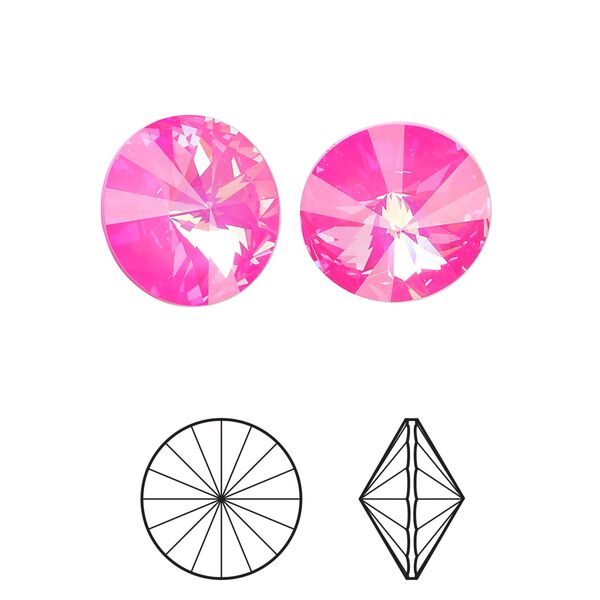 Chaton 2pk crystal ultra pink AB, Crystal Passions® 14mm rivoli 1122 image number 0