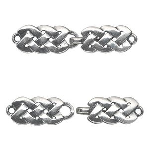 Clasp hook 1pkg1 sterling silver, 34x9mm rectangle, antiqued JBB Findings 1-strand
