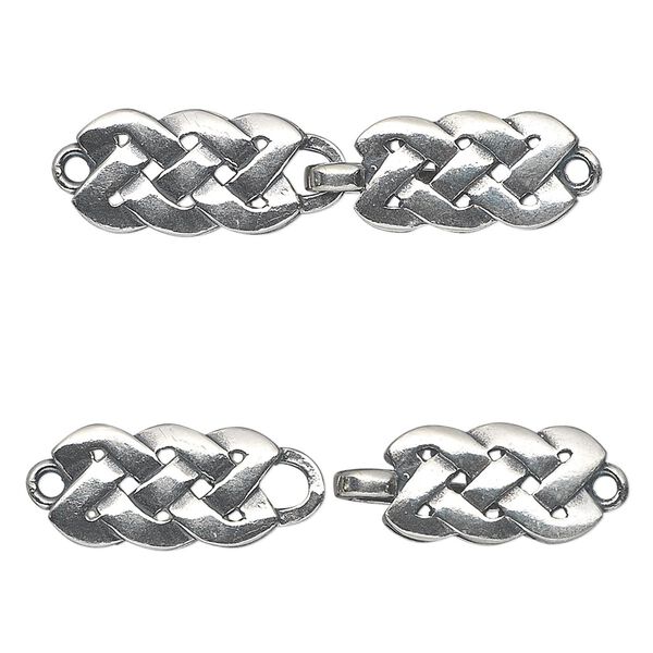 Clasp hook 1pkg1 sterling silver, 34x9mm rectangle, antiqued JBB Findings 1-strand image number 0