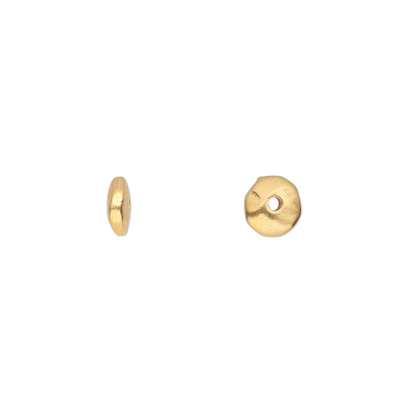 Bead, TierraCast®, gold-plated pewter (tin-based alloy), 6.5x2.5mm faceted freeform rondelle. Sold per pkg of 100. image number 0