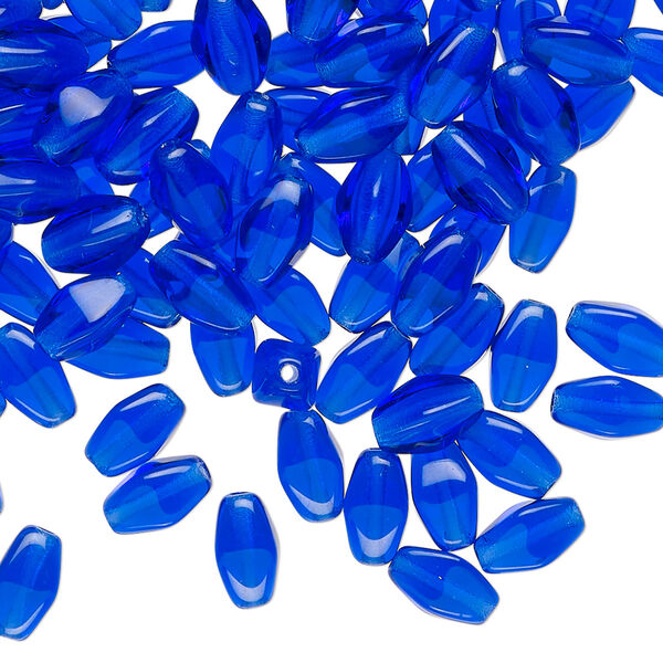 Bead, Czech pressed glass, translucent cobalt blue, 8x4mm double cone. Sold per 1-ounce pkg, approximately 140 beads. image number 0