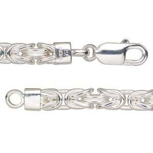 Chain 1pkg1 sterling silver Byzantine, 6mm / lobster claw clasp, 20 inch