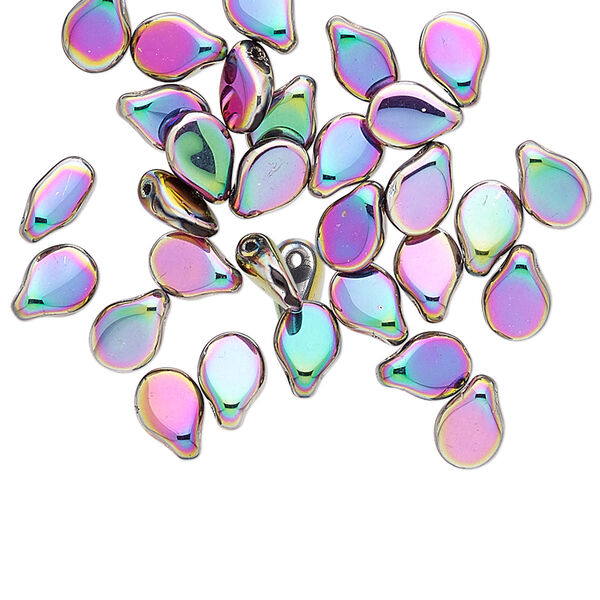 Bead, Preciosa Pip™, Czech pressed glass, opaque purple vitrail, 7x5mm top-drilled pip. Sold per pkg of 30. image number 0