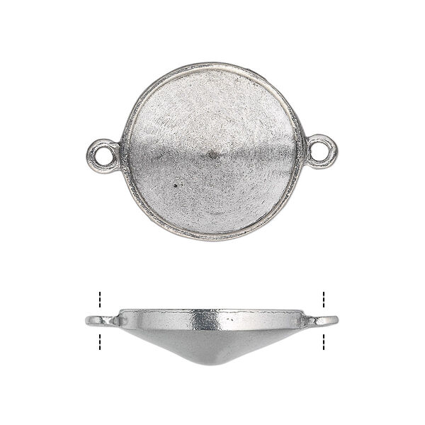 Link, Almost Instant Jewelry®, antiqued pewter (tin-based alloy), 21mm round with 18mm rivoli setting. Sold individually. image number 0