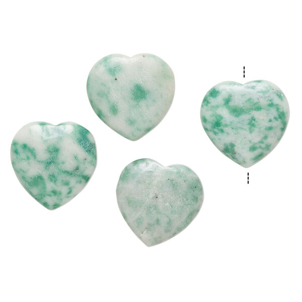 Ching hai "jade" 1pkg4, half-drilled puffed heart drop natural B grade, 19-20mm image number 0