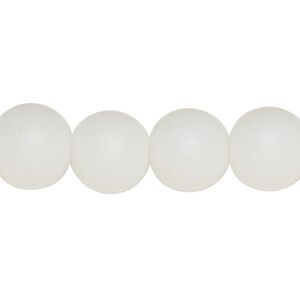 Bead, coated glass, opaque white, 12x11mm-13x12mm uneven round. Sold per 12-inch strand, approximately 25 beads.