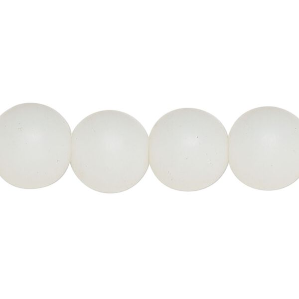 Bead, coated glass, opaque white, 12x11mm-13x12mm uneven round. Sold per 12-inch strand, approximately 25 beads. image number 0