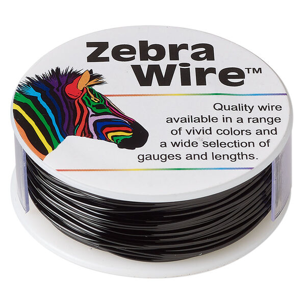 Wire, Zebra Wire™, color-coated copper, black, round, 18 gauge. Sold per 1/4-pound spool, approximately 17 yards. image number 0