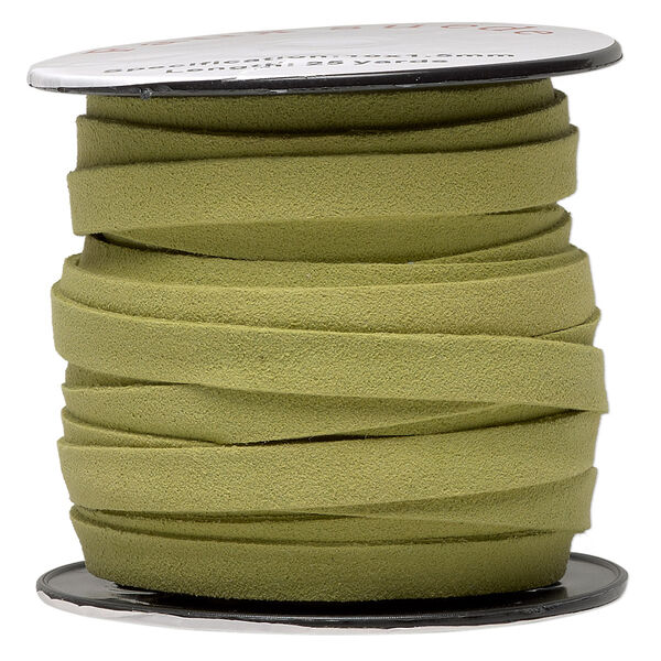 Cord, faux suede, lime green, 10mm flat. Sold per pkg of 3 yards. image number 0