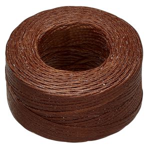 Thread, Hemptique®, polyester, pkg/50 yards, dark brown, 0.8mm braided flat.