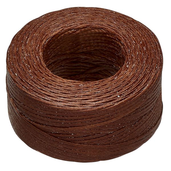 Thread, Hemptique®, polyester, pkg/50 yards, dark brown, 0.8mm braided flat. image number 0