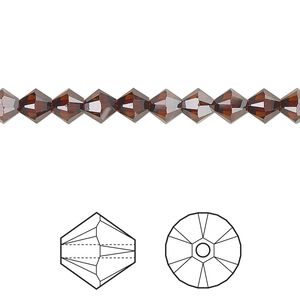 Bead 24pk smoked amber, Crystal Passions® 5mm bicone 5328