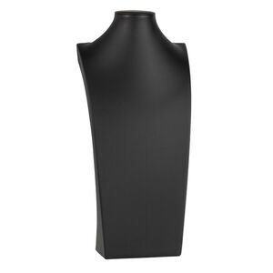 Display, necklace, leatherette, black, 16-3/4 x 8 x 4-1/2 inches. Sold individually.