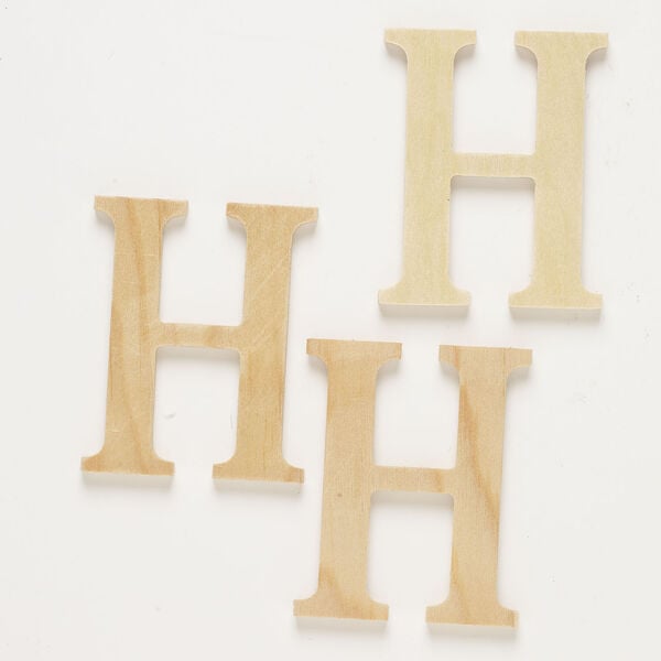 Focal 1pkg3, wood (natural), 3x2-1/2 inches alphabet letter "H". image number 0