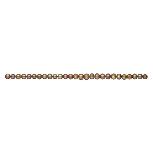 Freshwater pearl 1pkg1, semi-round, 15 inch iris gold 7-9mm cultured image number 1